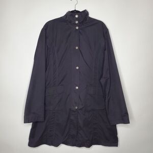 Tall Girl Hooded Anorak Size XL Zip and Snap Front Black Coat Casual Goth Retro